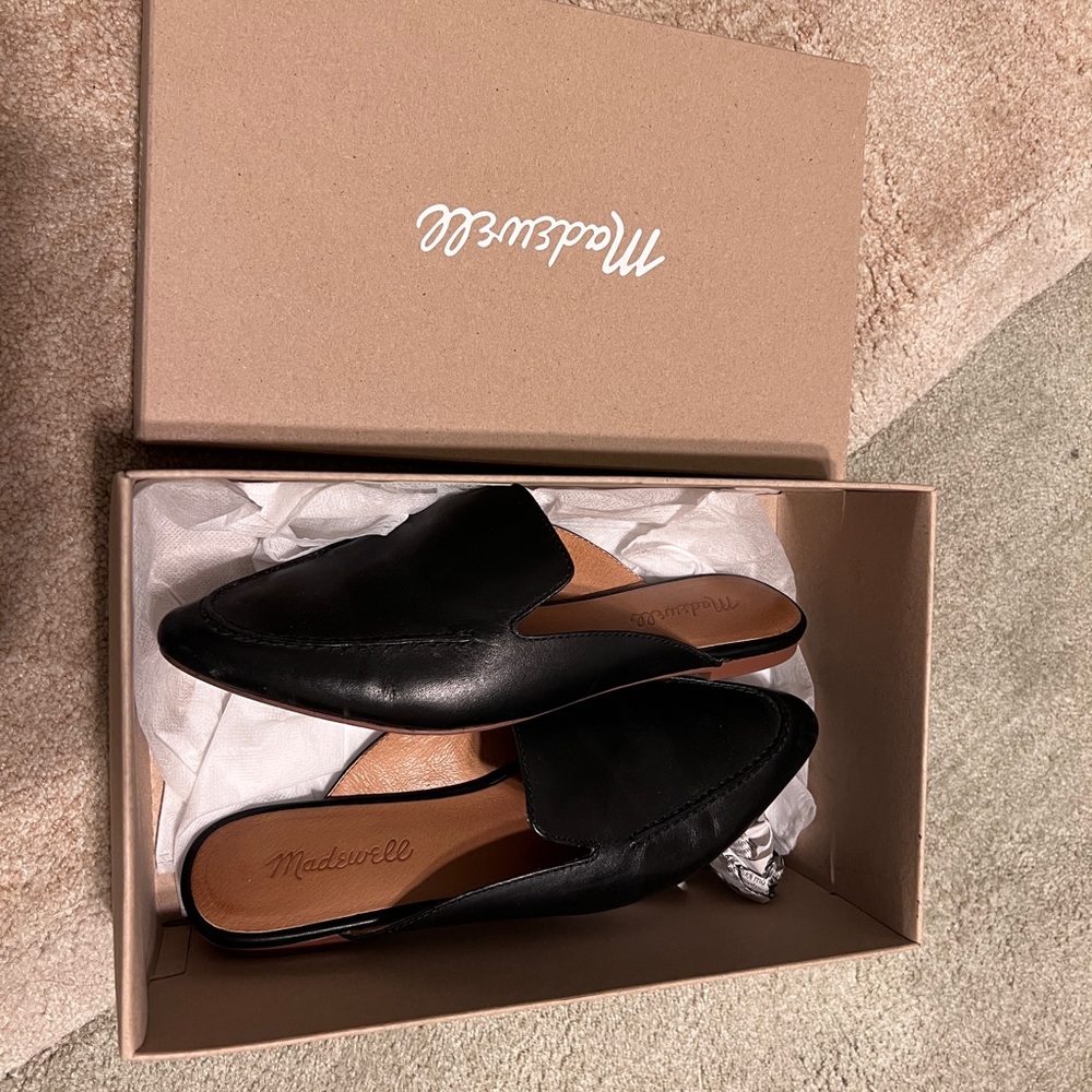 Madewell Black Fuzzy Mules